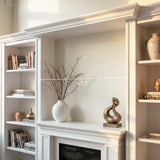 Traditional Entertainment Center with Built-In Electric Fireplace and Bookshelves-White