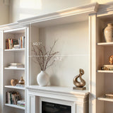 Traditional Entertainment Center with Built-In Electric Fireplace and Bookshelves-White