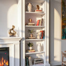 Traditional Entertainment Center with Built-In Electric Fireplace and Bookshelves-White