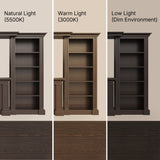 Traditional Entertainment Center with Built-In Electric Fireplace and Bookshelves-Brown