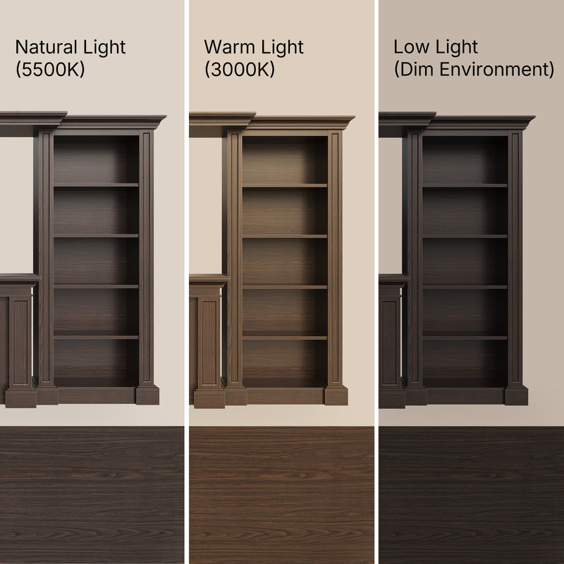 Traditional Entertainment Center with Built-In Electric Fireplace and Bookshelves-Brown