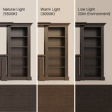 Traditional Entertainment Center with Built-In Electric Fireplace and Bookshelves-Brown