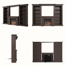 Traditional Entertainment Center with Built-In Electric Fireplace and Bookshelves-Brown