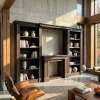 Traditional Entertainment Center with Open Shelves-Brown