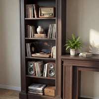 Traditional Entertainment Center with Open Shelves-Brown