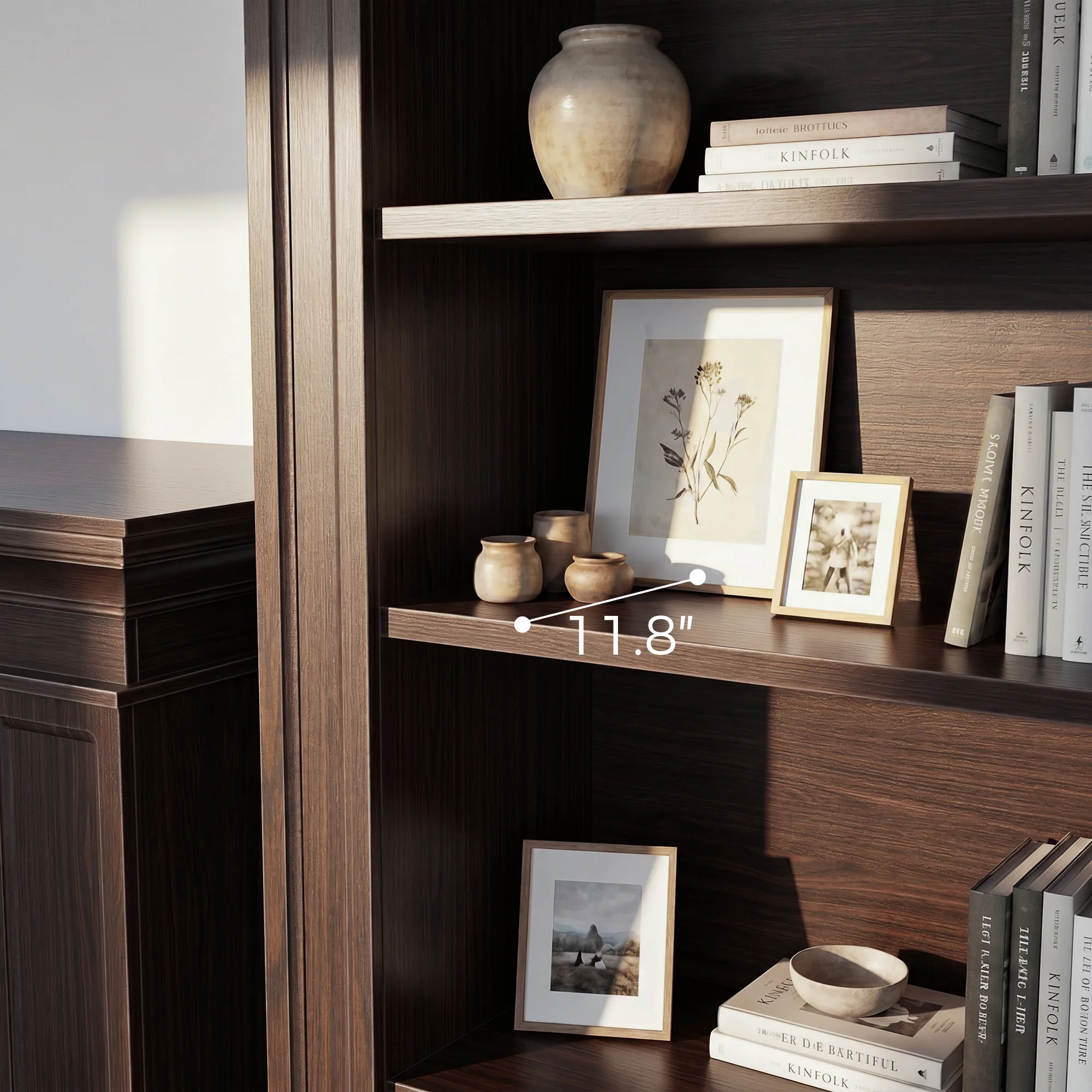 Traditional Entertainment Center with Open Shelves-Brown