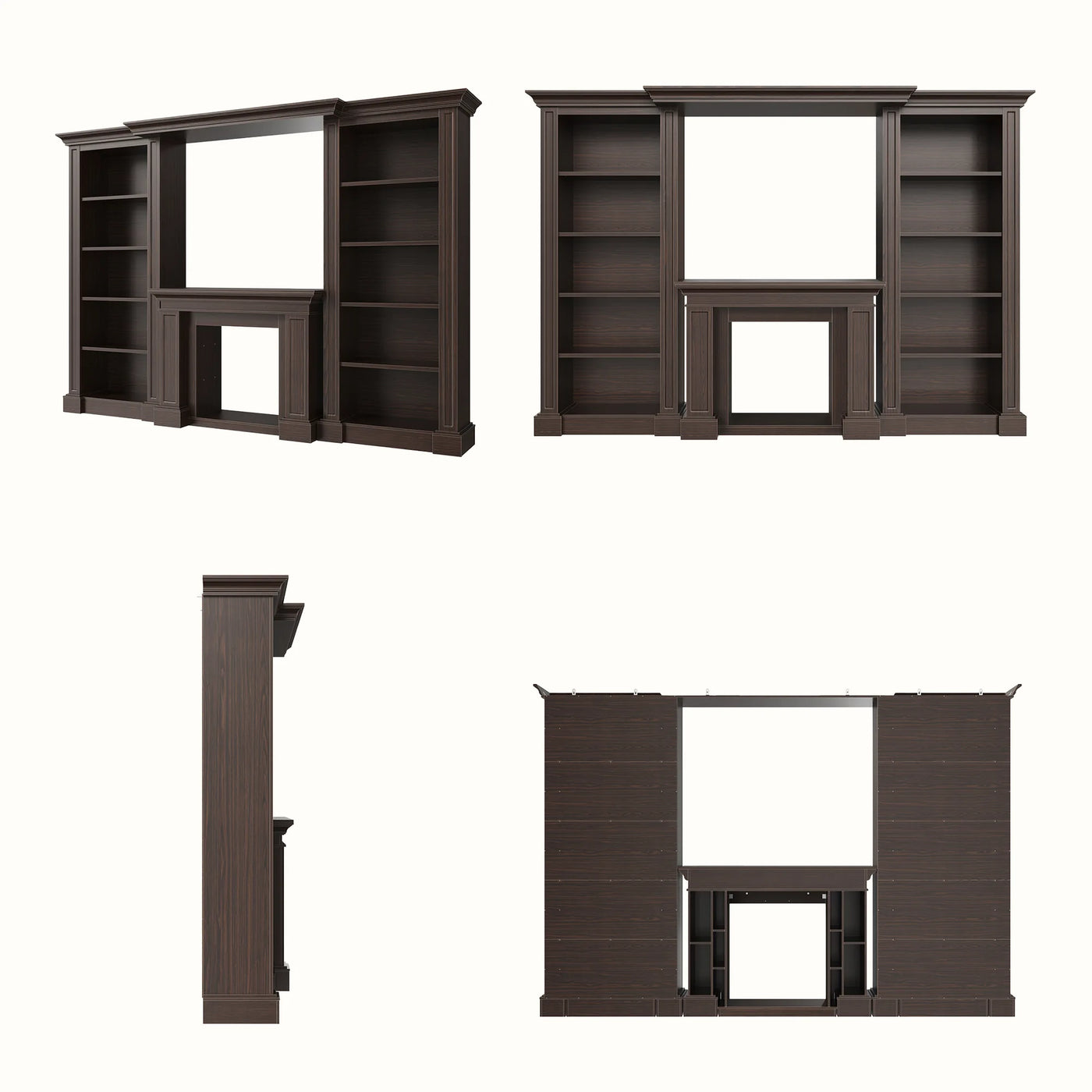 Traditional Entertainment Center with Open Shelves-Brown