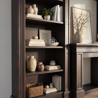 Traditional Entertainment Center with Open Shelves-Brown