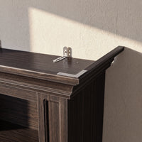 Traditional Entertainment Center with Open Shelves-Brown