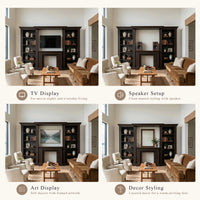 Traditional Entertainment Center with Open Shelves-Brown