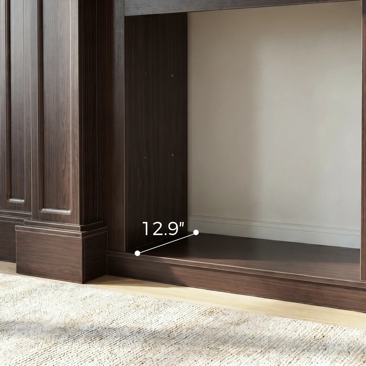 Traditional Entertainment Center with Open Shelves-Brown