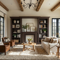 Traditional Entertainment Center with Open Shelves-Brown
