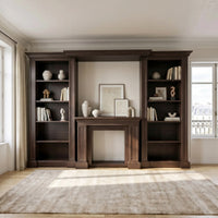 Traditional Entertainment Center with Open Shelves-Brown