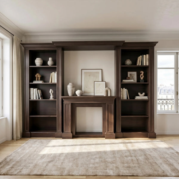 Traditional Entertainment Center with Open Shelves-Brown