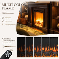 Traditional Entertainment Center with Built-In Electric Fireplace and Bookshelves-Brown
