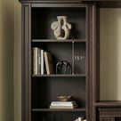 Traditional Entertainment Center with Built-In Electric Fireplace and Bookshelves-Brown
