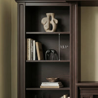 Traditional Entertainment Center with Built-In Electric Fireplace and Bookshelves-Brown