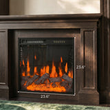 Traditional Entertainment Center with Built-In Electric Fireplace and Bookshelves-Brown