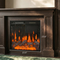 Traditional Entertainment Center with Built-In Electric Fireplace and Bookshelves-Brown