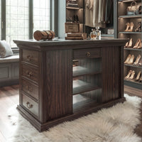 Jewelry Island with Drawers and Storage-Brown