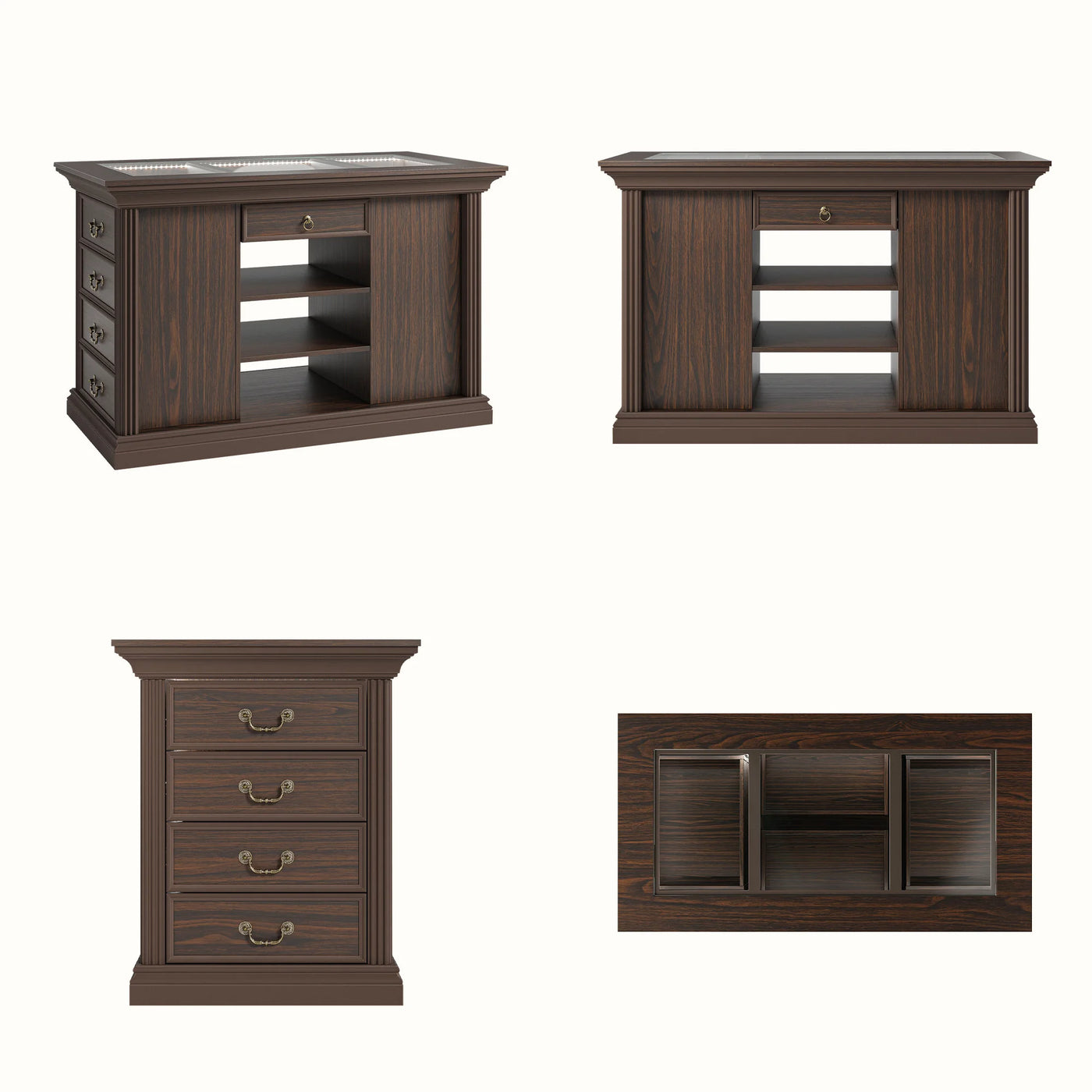 Jewelry Island with Drawers and Storage-Brown