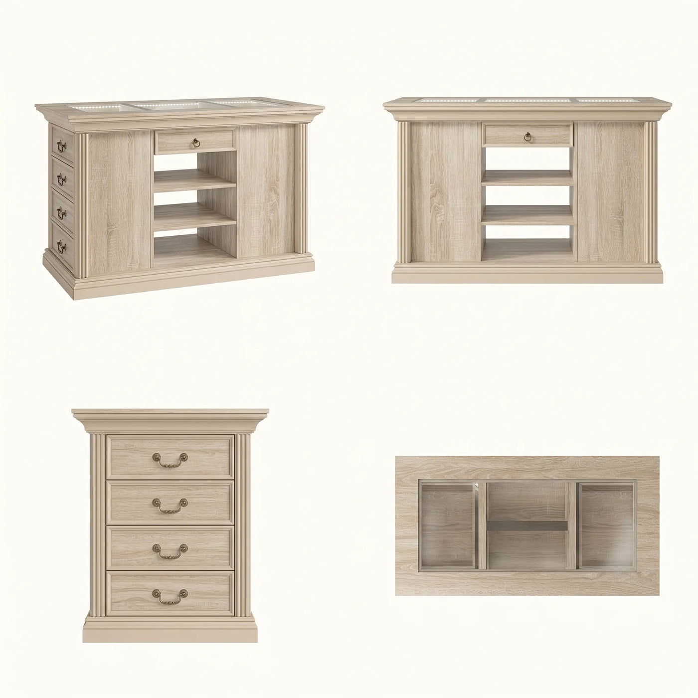 Jewelry Island with Drawers and Storage-Natural