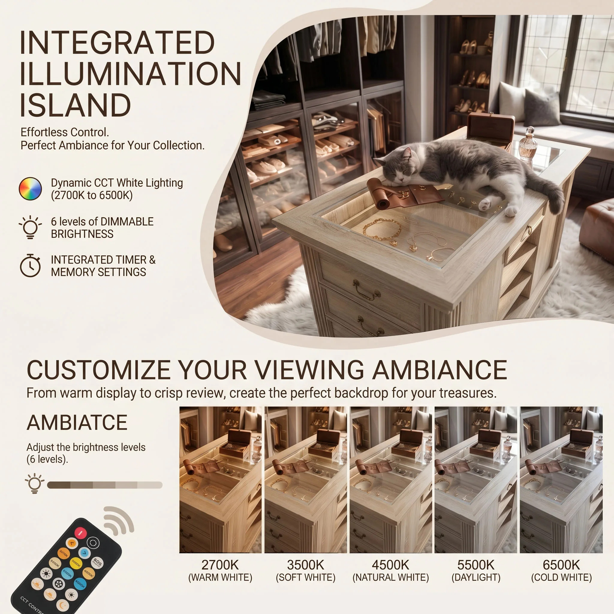 Jewelry Island with Drawers and Storage - Natural Oak