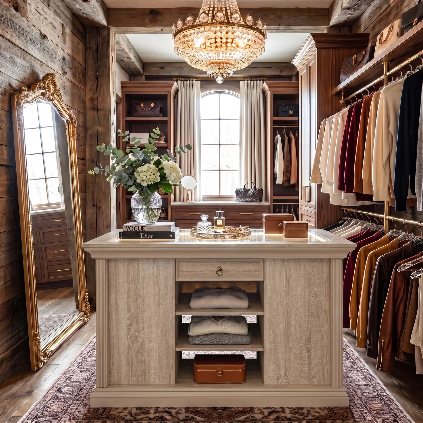 Jewelry Island with Drawers and Storage-Natural