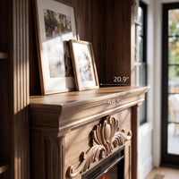 Walnut Entertainment Center with Built-In Electric Fireplace and 5-Tier Bookcases