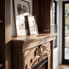 Walnut Entertainment Center with Built-In Electric Fireplace and 5-Tier Bookcases