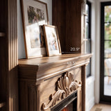Walnut Entertainment Center with Built-In Electric Fireplace and 5-Tier Bookcases