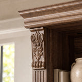 Walnut Entertainment Center with Built-In Electric Fireplace and 5-Tier Bookcases