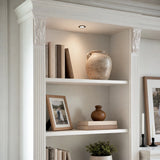 White Entertainment Center with Built-In Electric Fireplace and 5-Tier Bookcases