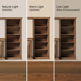 Walnut Entertainment Center with Built-In Electric Fireplace and 5-Tier Bookcases
