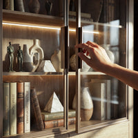 Curved Glass Display Cabinet with LED Light