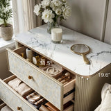 Nacre 5-Drawer Chest with Marble-Style Top