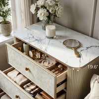 Nacre 5-Drawer Chest with Marble-Style Top