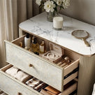 Nacre 5-Drawer Chest with Marble-Style Top