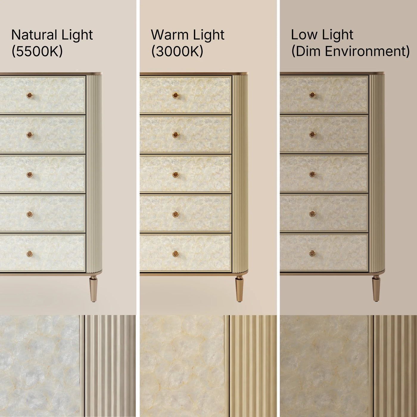 Nacre 5-Drawer Chest with Marble-Style Top