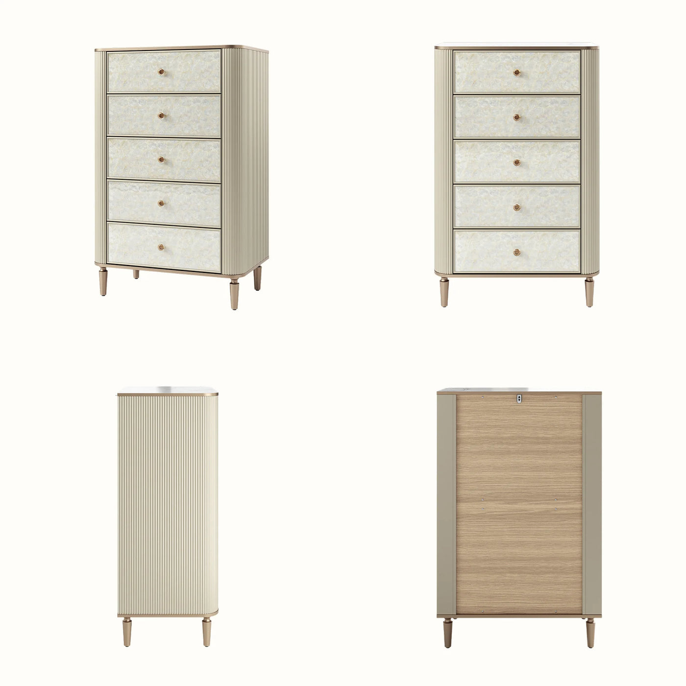 Nacre 5-Drawer Chest with Marble-Style Top