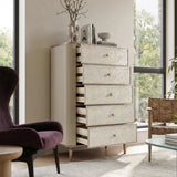 Nacre 5-Drawer Chest with Marble-Style Top