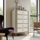 Nacre 5-Drawer Chest with Marble-Style Top