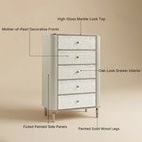 Nacre 5-Drawer Chest with Marble-Style Top