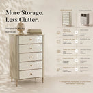 Nacre 5-Drawer Chest with Marble-Style Top