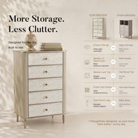 Nacre 5-Drawer Chest with Marble-Style Top
