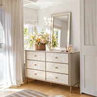 Nacre Mother-of-Pearl Inspired Dresser & Mirror Set