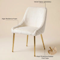 Upholstered Dining Chair with Velvet Fabric and Metal Legs Set of 2