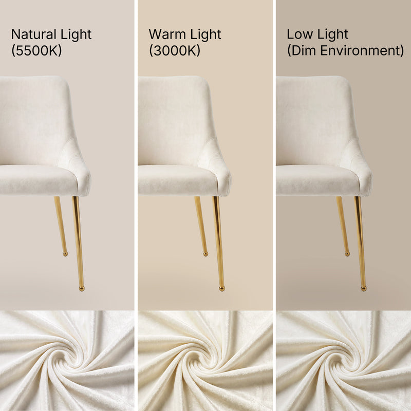 Upholstered Dining Chair with Velvet Fabric and Metal Legs
