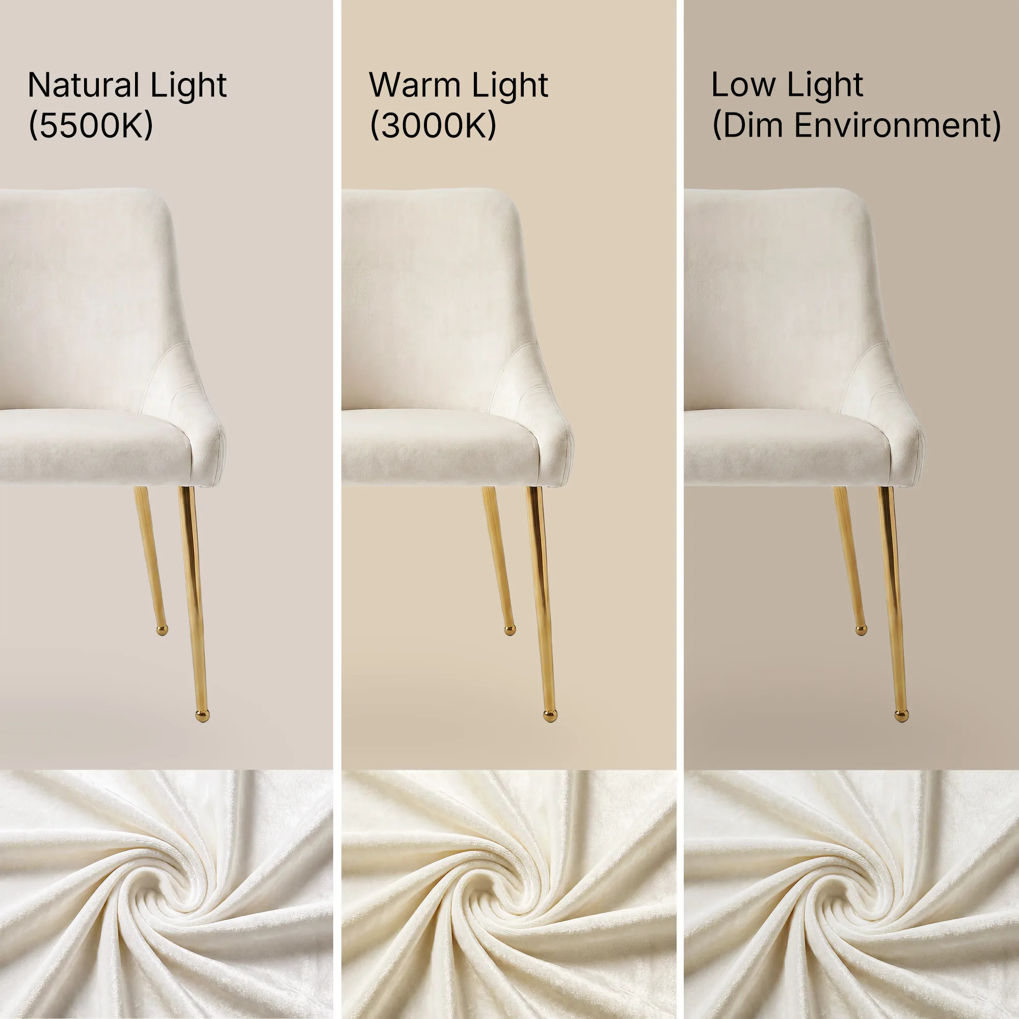 Upholstered Dining Chair with Velvet Fabric and Metal Legs Set of 2