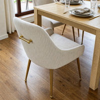 Upholstered Dining Chair with Velvet Fabric and Metal Legs Set of 2